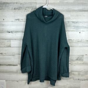 NWT She + Sky Waffle Knit Cowl Neck Teal Oversized Tunic Women’s Size XL
